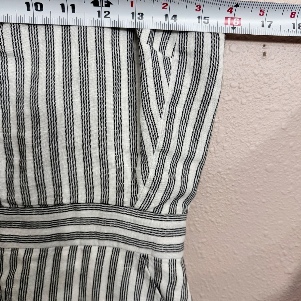FRAME Striped Button Front Mini Dress Black White Sleeveless Pockets Women's S - Picture 5 of 6